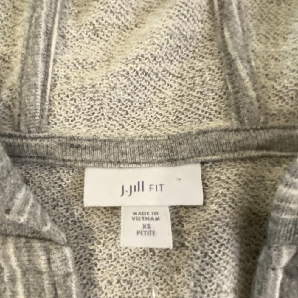 J. JILL FIT FEATHERED STRIPES‎  HOODED TUNIC-XS-GREY HTHR/MULTI-New - Picture 4 of 8